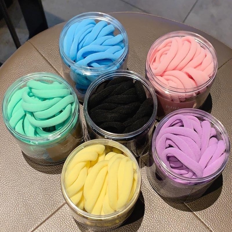 Set 100 Dây Buộc Tóc Co Giãn Nhiều Màu Sắc Phong Cách Hàn Quốc Cho Nữ