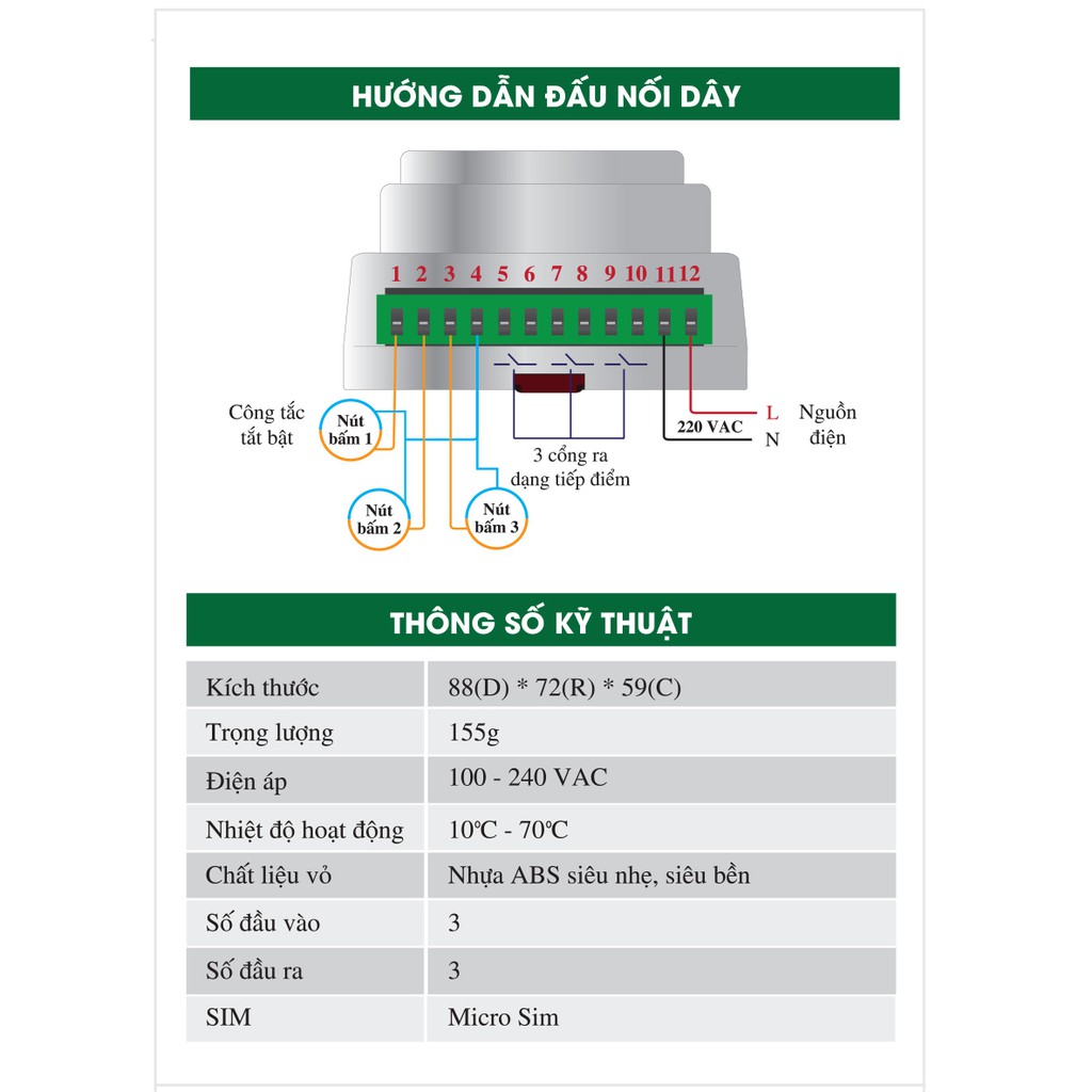 ES 03, Thiết Bị Điều Khiển Nguồn Điện Từ Xa ES 03 (Gắn Sim)