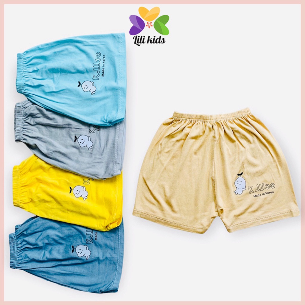 Quần đùi chục LILIKIDS cho bé gái bé trai màu vàng quần chục đùi chất thun lạnh QC04.3