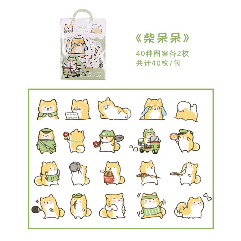 Set 40 Sticker Họa Tiết Động Vật Cute Trang Trí Sổ Lưu Niệm, Điện Thoại, Sổ Tay DIY Đẹp Mắt - Nhãn Dán Decor Nhật Kí