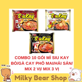 Combo 10 gói mì siukay siu kay bò/gà cay phô mai/hải sản/ mix 2 vị/ mix 3 vị