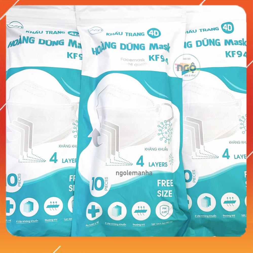 [CHÍNH HÃNG] COMBO 100 KHẨU TRANG 4D KF 94 HOÀNG DŨNG XUẤT KHẨU