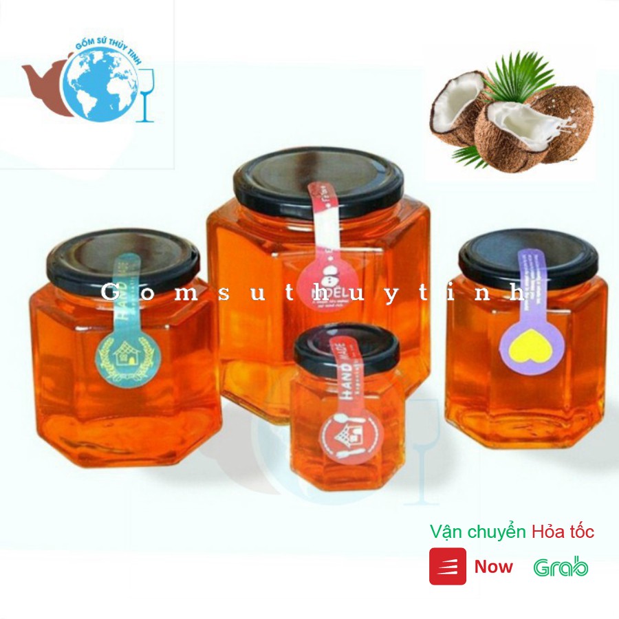 (Xả kho cắt lỗ) Combo 10 Hũ thủy tinh lục giác 180ml đựng thực phẩm | WebRaoVat - webraovat.net.vn