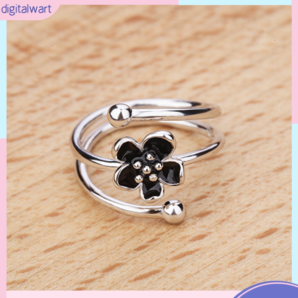 Nhẫn hở ngón hình hoa màu đen thời trang nữ tính