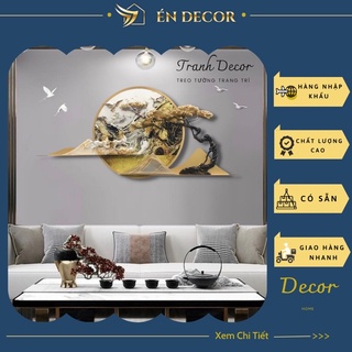 Tranh phong cảnh treo tường song mã thành công td15, tranh sắt, tranh đá gắn tường én decor