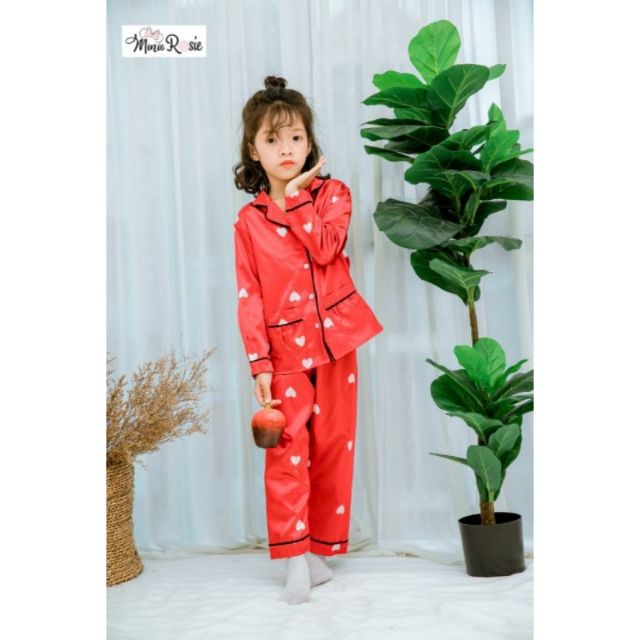 Bộ pizama lụa cho bé gái 2-11t
