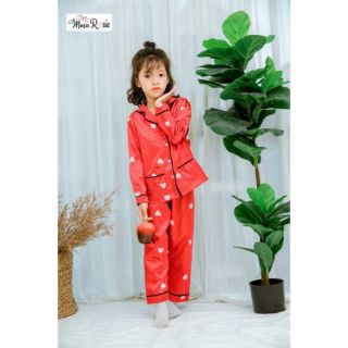 Bộ pizama lụa cho bé gái 2-11t