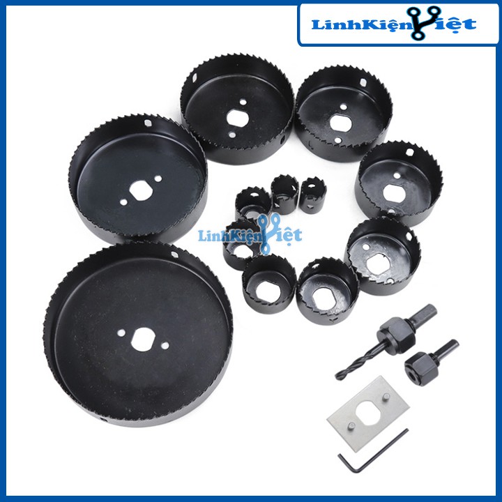 Bộ Khoét Lỗ Tròn-Tạo Lỗ Loa 15 Chi Tiết (Khoét Gỗ)