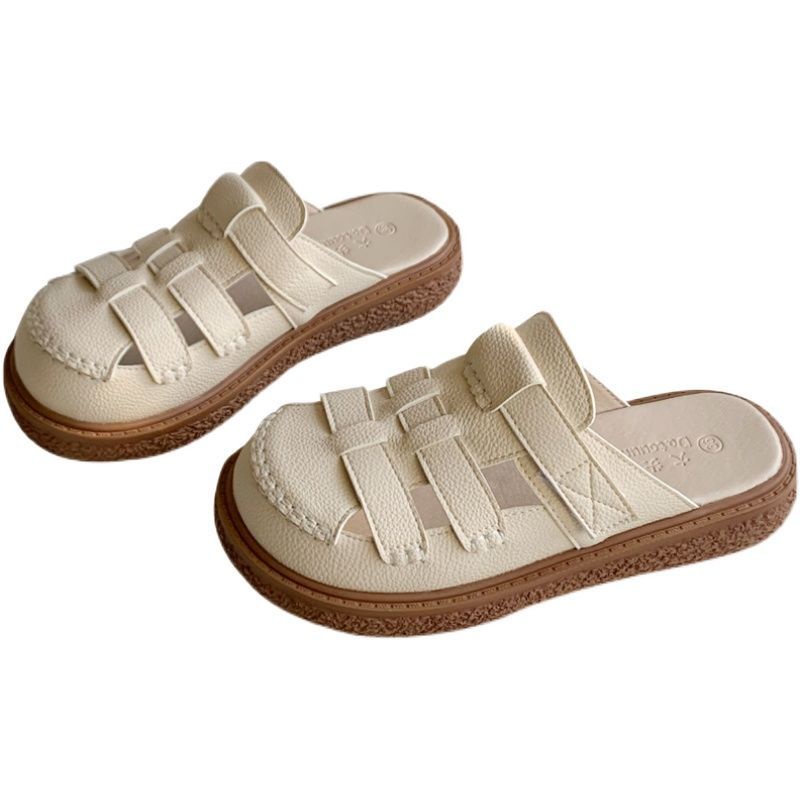 Dép Sandal Bít Mũi Đế Dày Không Gót Dễ Phối Đồ Thời Trang Cho Nữ