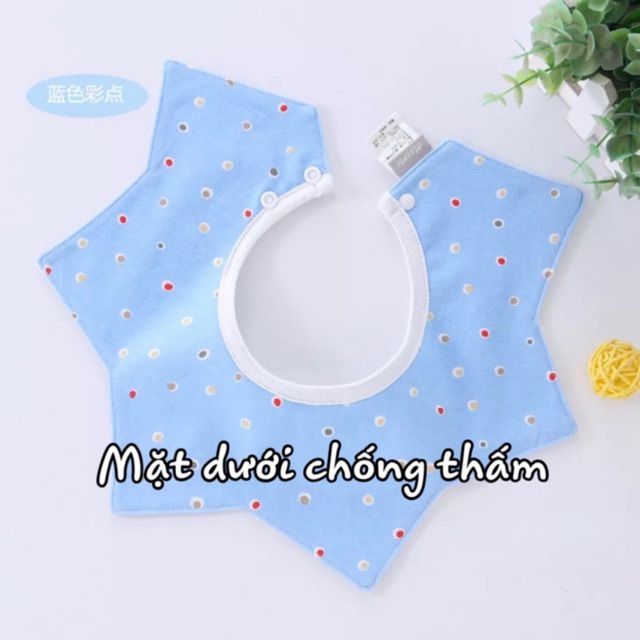 Yếm dãi cotton chống thấm cao cấp tạo hình sao cho bé trai gái