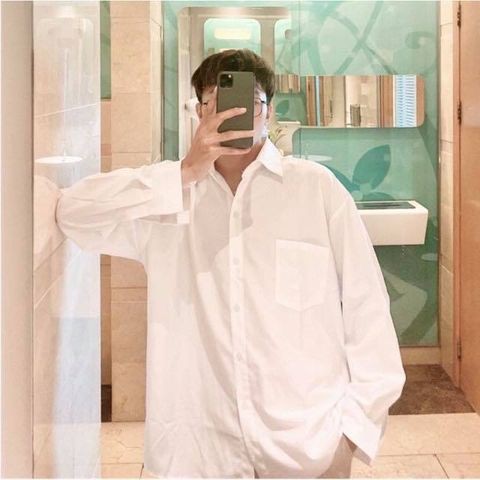 Áo sơ mi Lụa Nam Nữ Unisex - áo sơ mi tay dài màu trắng, vải lụa mềm mịn, không nhăn