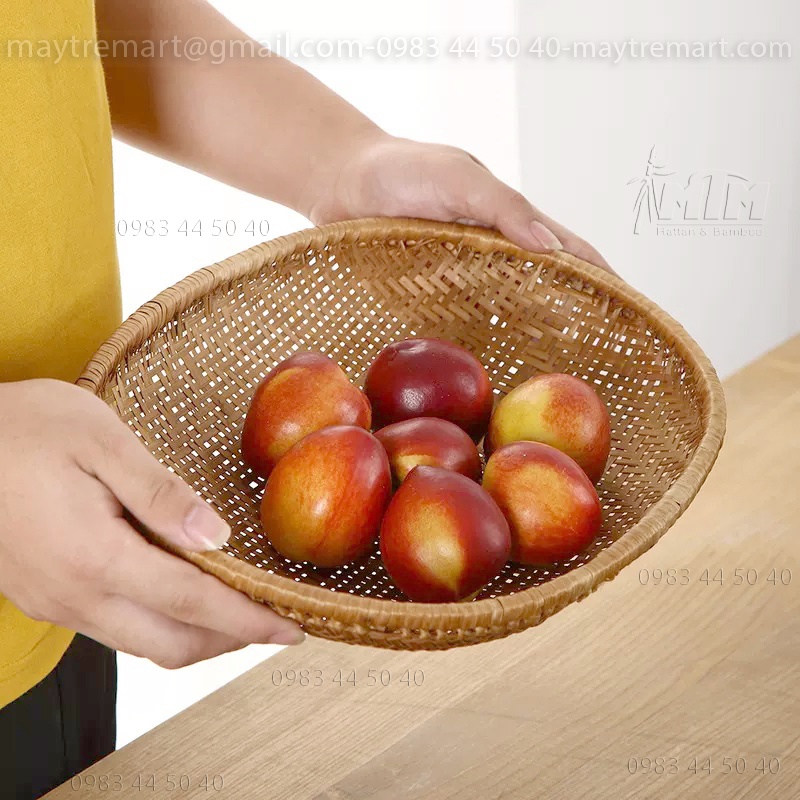 Đĩa tre l Mẹt tre oval hun khói - trang trí bàn ăn