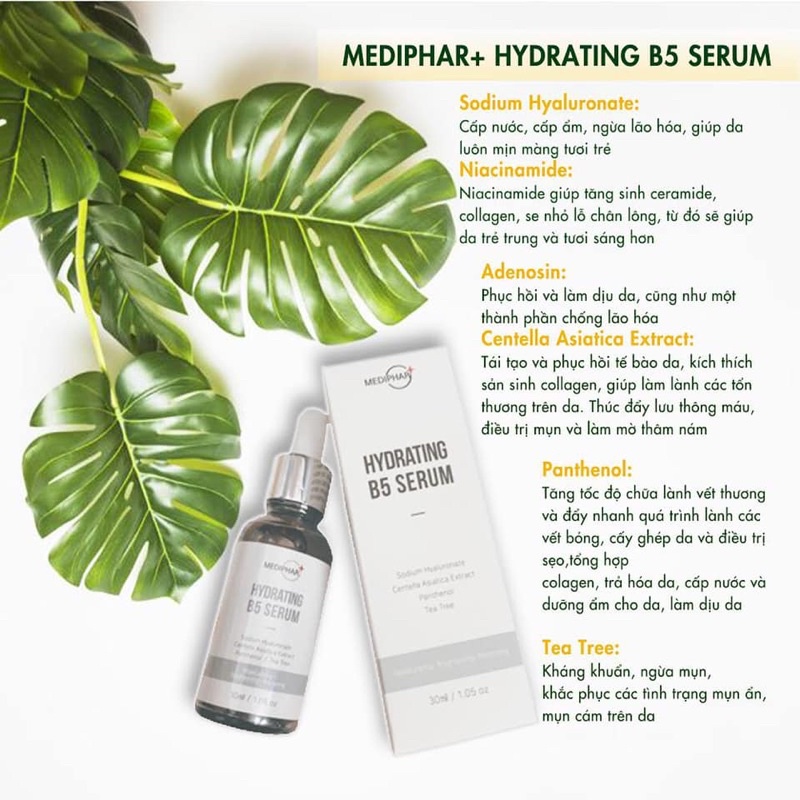 MEDIPHAR + HYDRATING B5 SERUM – TINH CHẤT DƯỠNG ẨM, SÁNG DA VÀ PHỤC HỒI DA