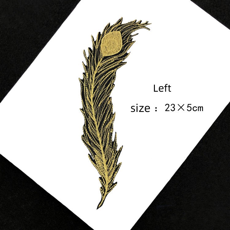 Cuộn Chỉ Vàng Thêu Hình Lông Công DIY Dán Trang Trí Quần Áo Sân Khấu