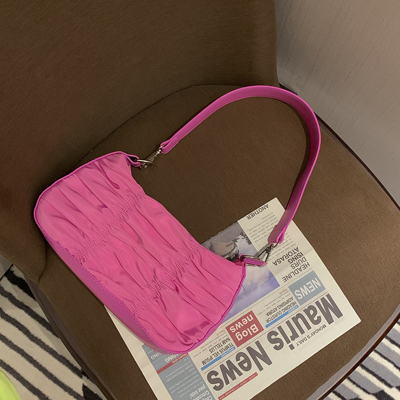 Túi Xách Đeo Dưới Cánh Tay Nhỏ Gọn Bằng nylon Có Diềm Xếp Nếp Phong Cách Người Nổi Tiếng Trên Mạng Hàng Mới