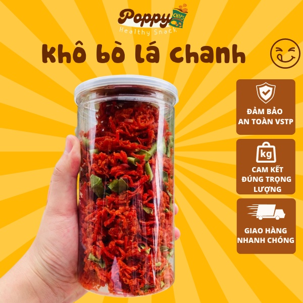 Khô bò lá chah sợi ngắn siêu ngon đậm vị, đảm bảo an toàn vệ sinh thực phẩm, đồ ăn vặt Poppy | BigBuy360 - bigbuy360.vn