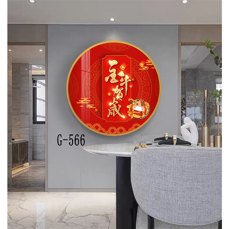 Tranh tráng gương dáng tròn, họa tiết đơn giản hiện đại, loại treo tường rẻ bền đẹp thế giới quà tặng