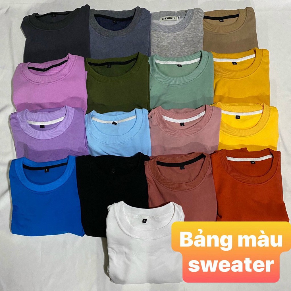 Áo Sweater Trơn Basic Nam tay dài form rộng unisex nam nữ vải thun da cá dày dặn | WebRaoVat - webraovat.net.vn