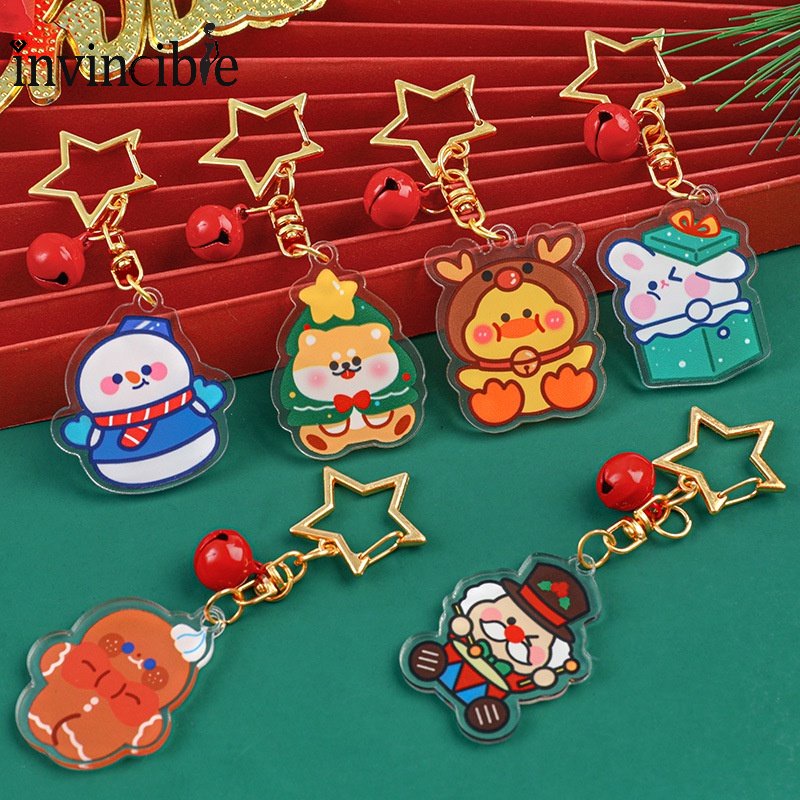 Móc Khóa Hình Búp Bê Ngôi Sao / Tuần Lộc / Ông Già Noel Bằng Acrylic Dễ Thương