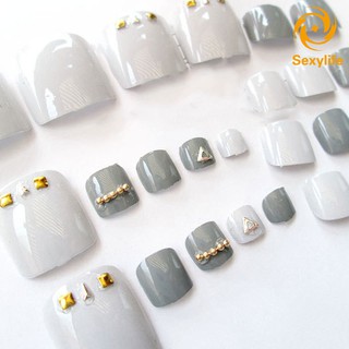 Bộ 24 móng chân giả họa tiết 3D