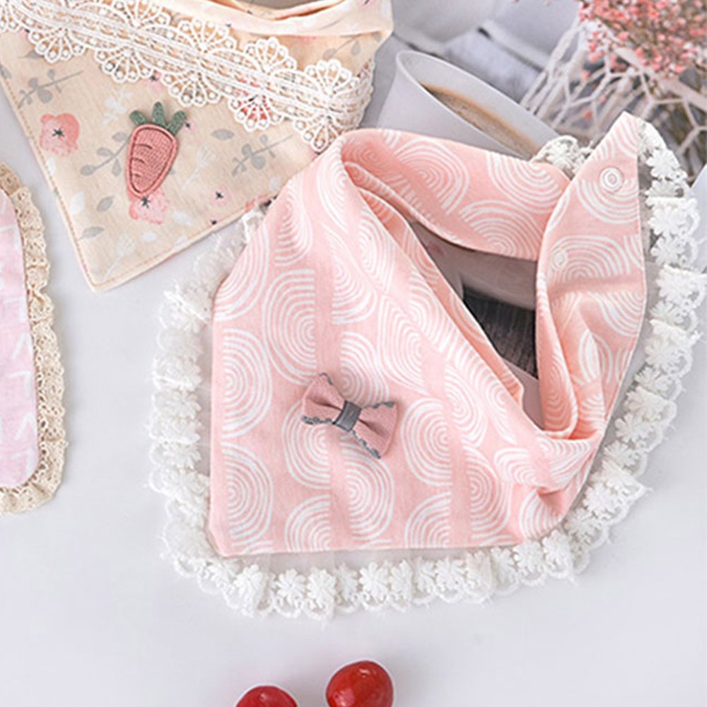 Set 3 Yếm Ăn Cotton Thấm Hút Tốt In Họa Tiết Công Chúa Xinh Xắn Dành Cho Các Bé