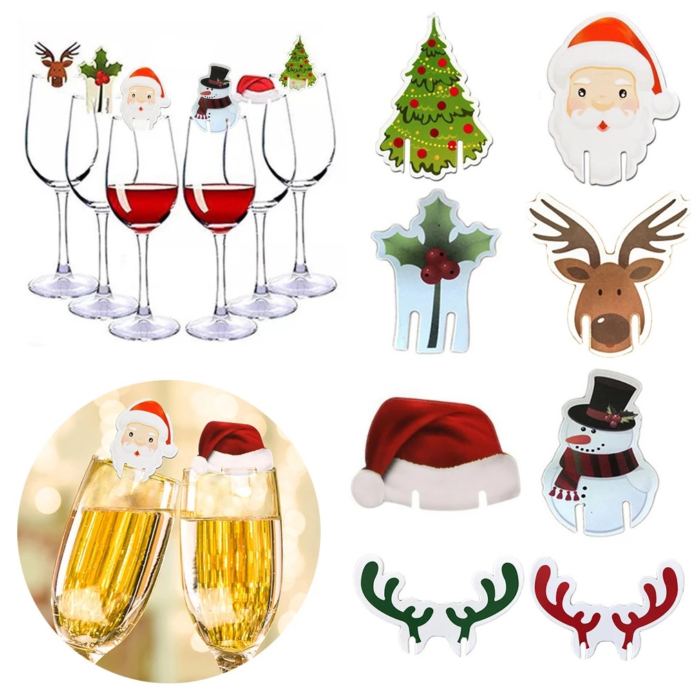 Bộ 10 Thẻ Hình Ông Già Noel / Người Tuyết / Tuần Lộc / Cây Thông / Tuần Lộc Để Bàn Trang Trí Giáng Sinh / Năm Mới
