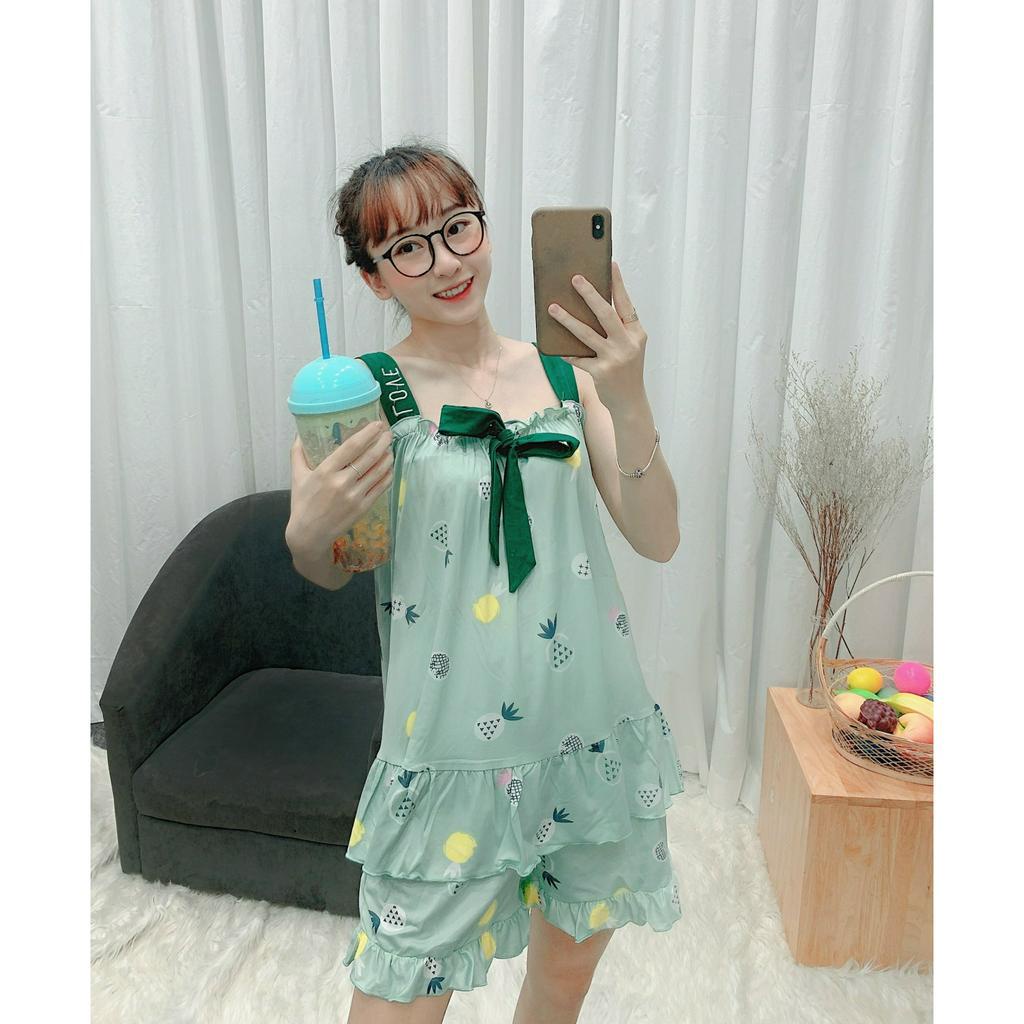 Đồ bộ nữ mặc nhà - ( Bộ Đùi 2 Dây ) - thời trang mới nhất - Chất liệu Cotton cao cấp