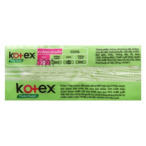 Băng vệ sinh Kotex thảo dược siêu mềm siêu mỏng cánh 8 miếng