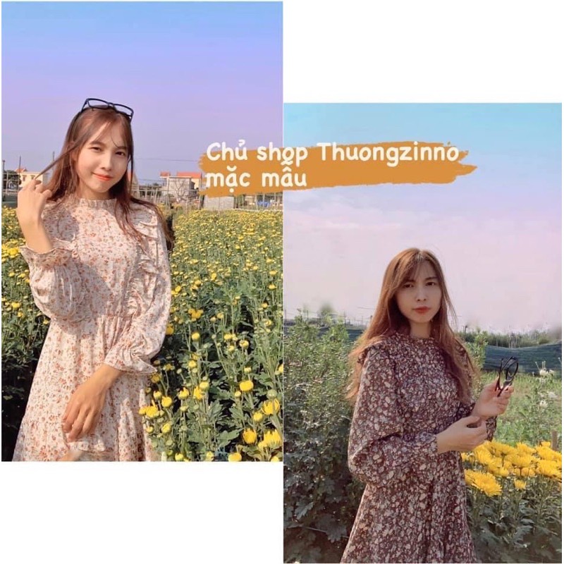 [Ảnh thật/Video]Váy hoa vạt bèo kiểu mới Váy hoa nhí vintage Hàn Quốc