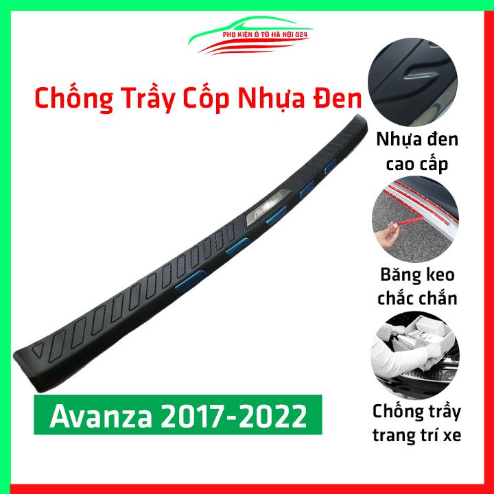 Ốp chống trầy cốp ngoài nhựa đen Avanza Cao Cấp hàng loại 1 dán cốp sau chống xước trang trí xe