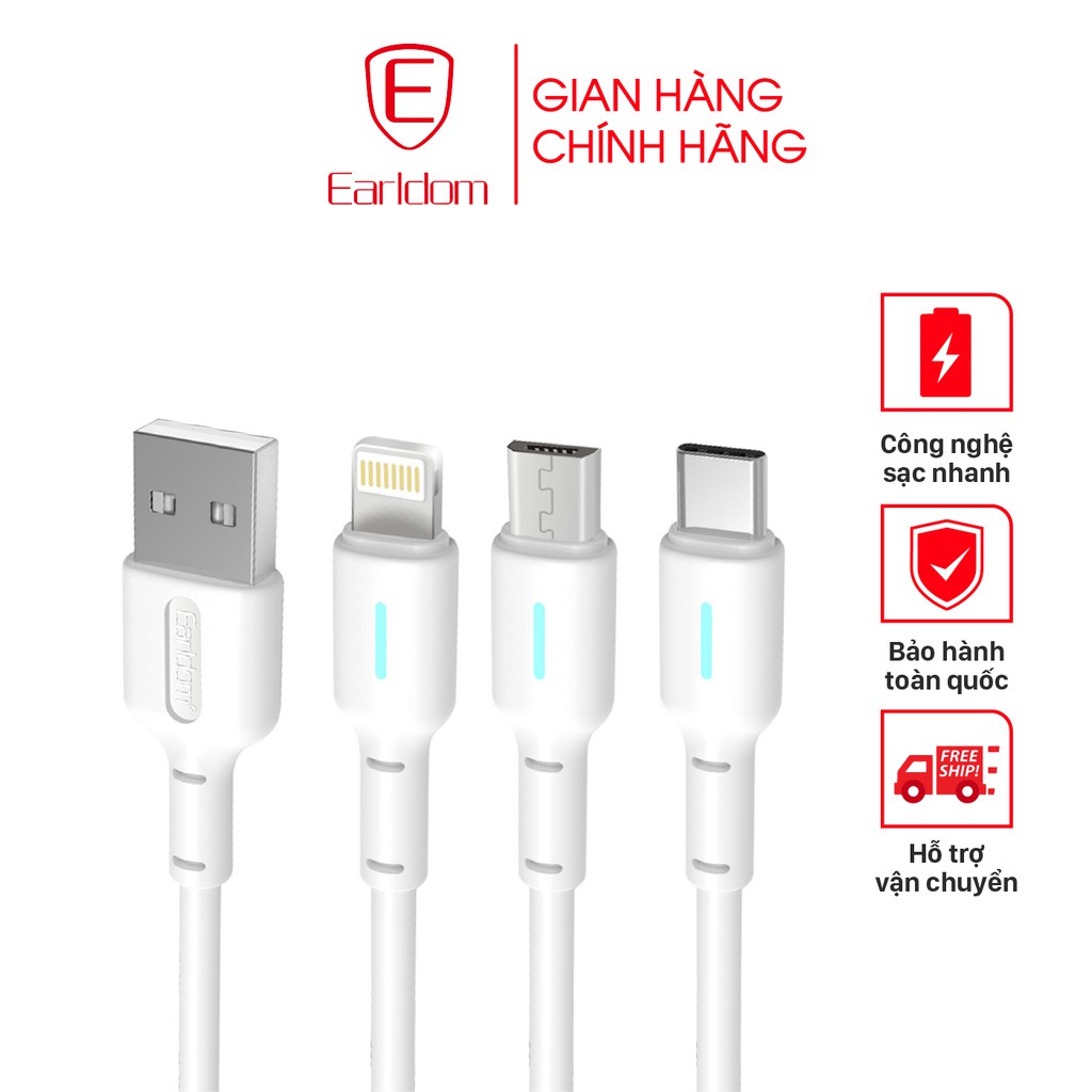 Cáp sạc 1m  (Sạc Nhanh 5A) EARLDOM EC -071 chính hãng cổng Iphone, Micro, Type- C
