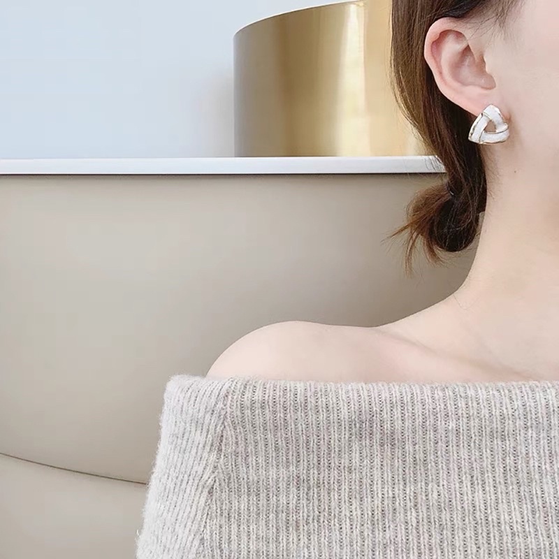 Khuyên tai khảm đá Bạc 925 mạ vàng hình thù độc đáo lạ mắt