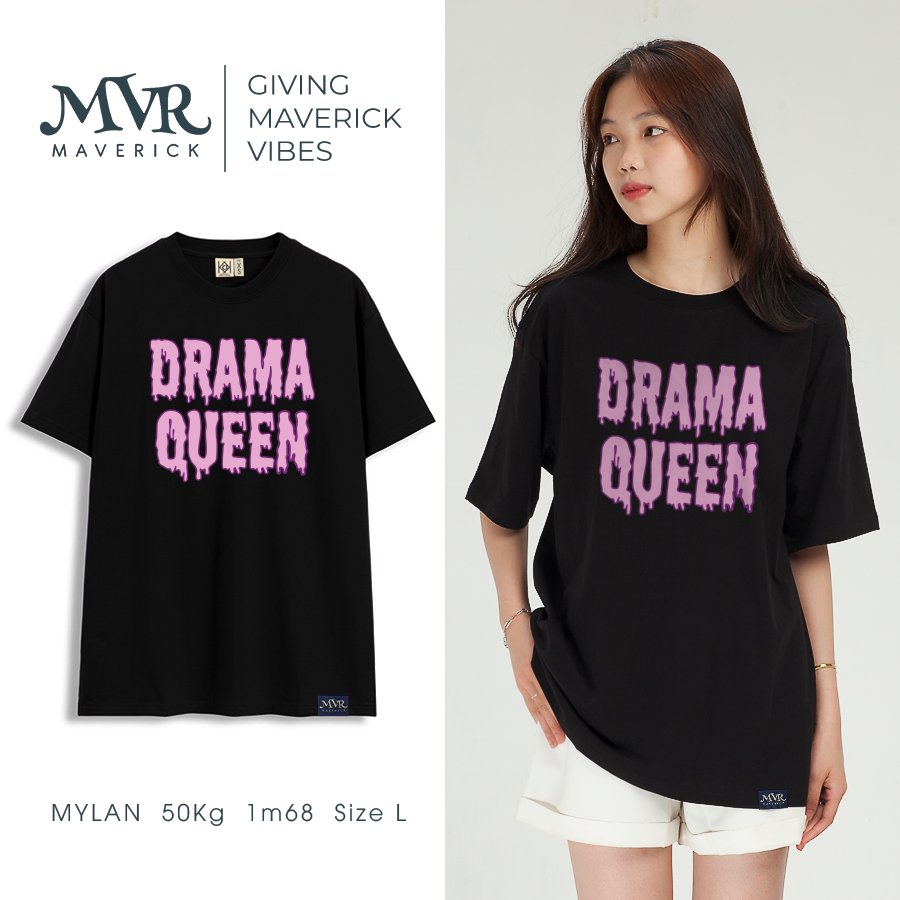 Áo thun rộng Nam Nữ hoàng kịch tính Drama phông chữ vui nhộn MVR size rộng tee Mỹ KK4043