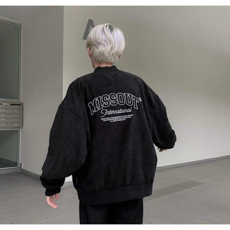Áo khoác bomber nhung tăm unisex Homies thêu chữ MISS INTER