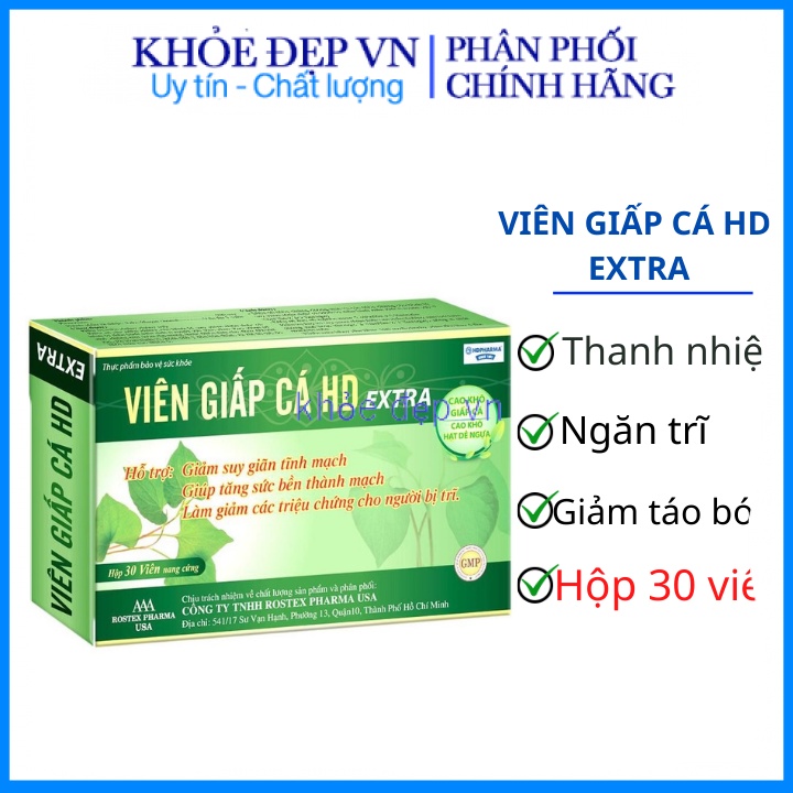 Viên uống diếp cá thảo dược giảm táo bón hỗ trợ giảm trĩ nội trĩ ngoại , giúp giảm nhiệt miệng mụn nhọt mẩn ngứa 30 viên