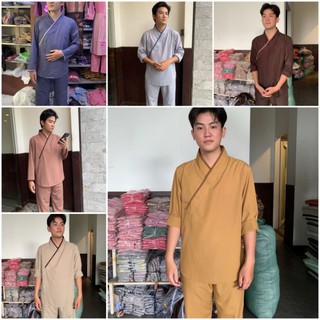 (NHẬT NAM) Bộ đồ lam đi chùa nam mẫu nhật chất katê - trang phục phật tử nam