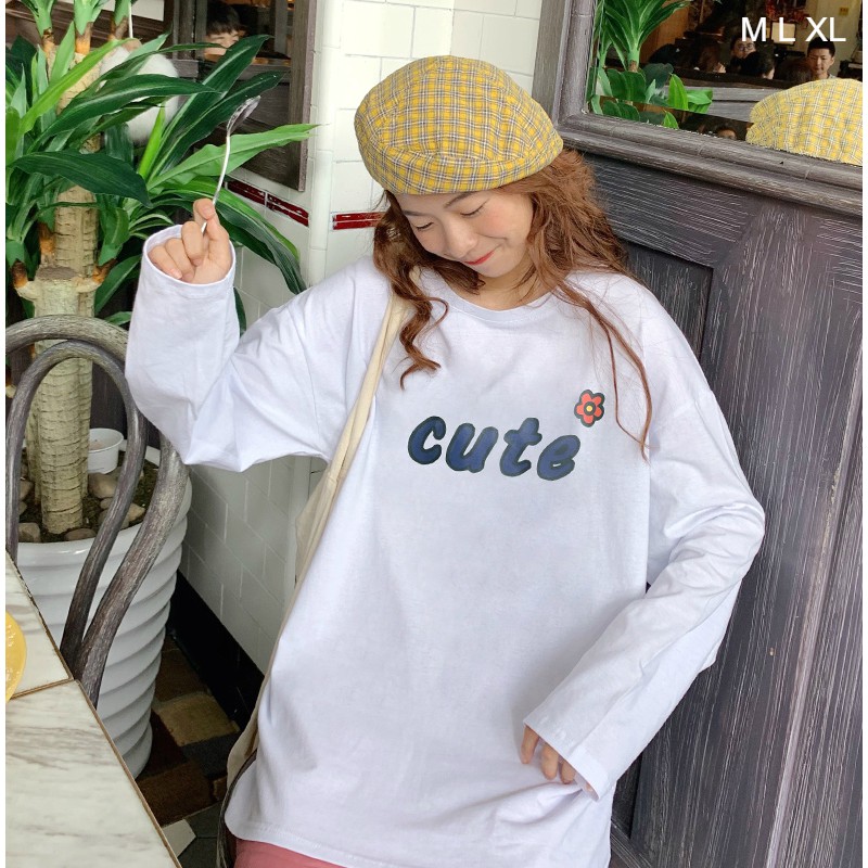 Áo thun tay dài form rộng CUTE ulzzang thu đông UNISEX ( HÀNG ĐẸP KÈM ẢNH THẬT )