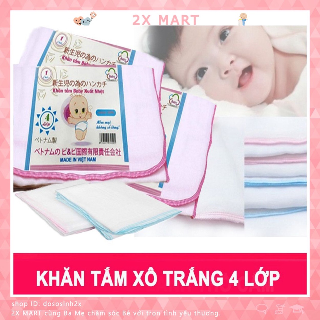 Khăn tắm sơ sinh cho bé xô trắng xuất Nhật 4 lớp / 6 lớp siêu thấm