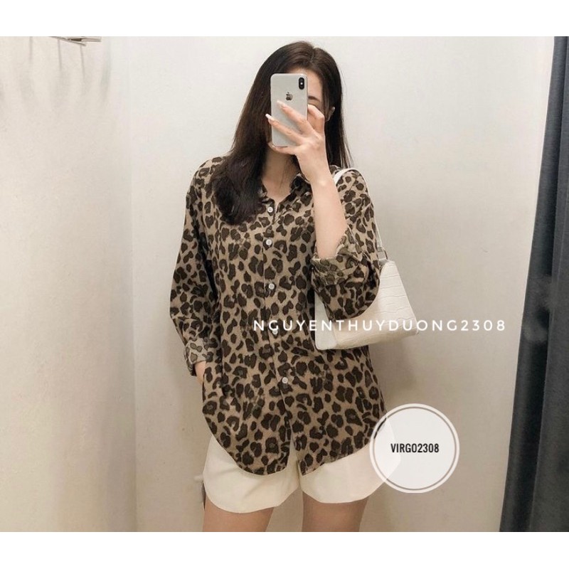 [Ảnh thật/Sẵn]Áo sơmi voan da báo hot trend/Áo sơmi đuôi tôm | BigBuy360 - bigbuy360.vn