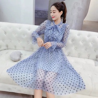 Váy suông vintage chấm bi