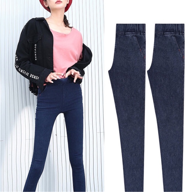 Quần Legging Giả Jeans Lót Lông/Không Lót Lông Cạp Cao Ôm Dáng Dày Dặn Co Giãn Tốt | BigBuy360 - bigbuy360.vn