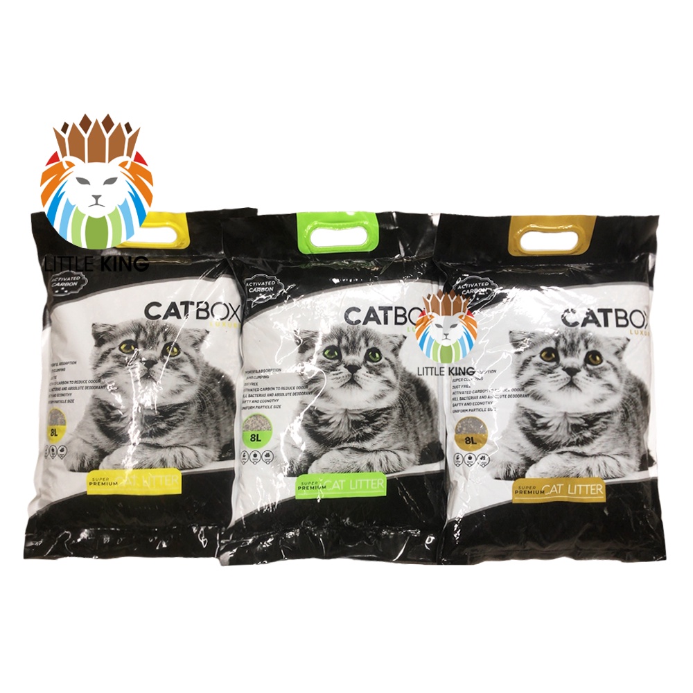 Cát vệ sinh cho mèo Catbox 8L, cát vệ sinh than hoạt tính carbon siêu thấm hút và khử mùi Little King pet shop