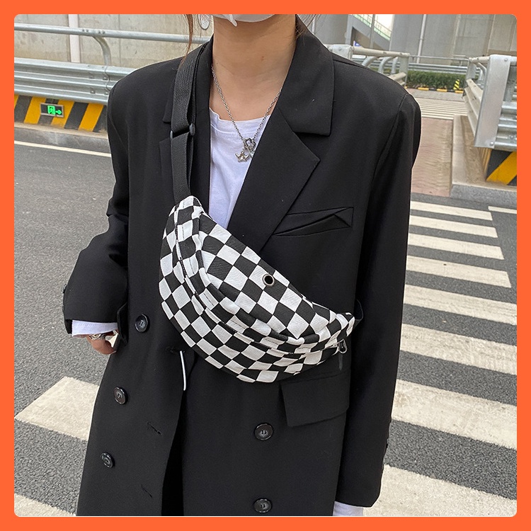 Túi chéo bao tử đeo ngực Caro Ulzzang đa năng thời trang checker board cho học sinh sinh viên giá rẻ
