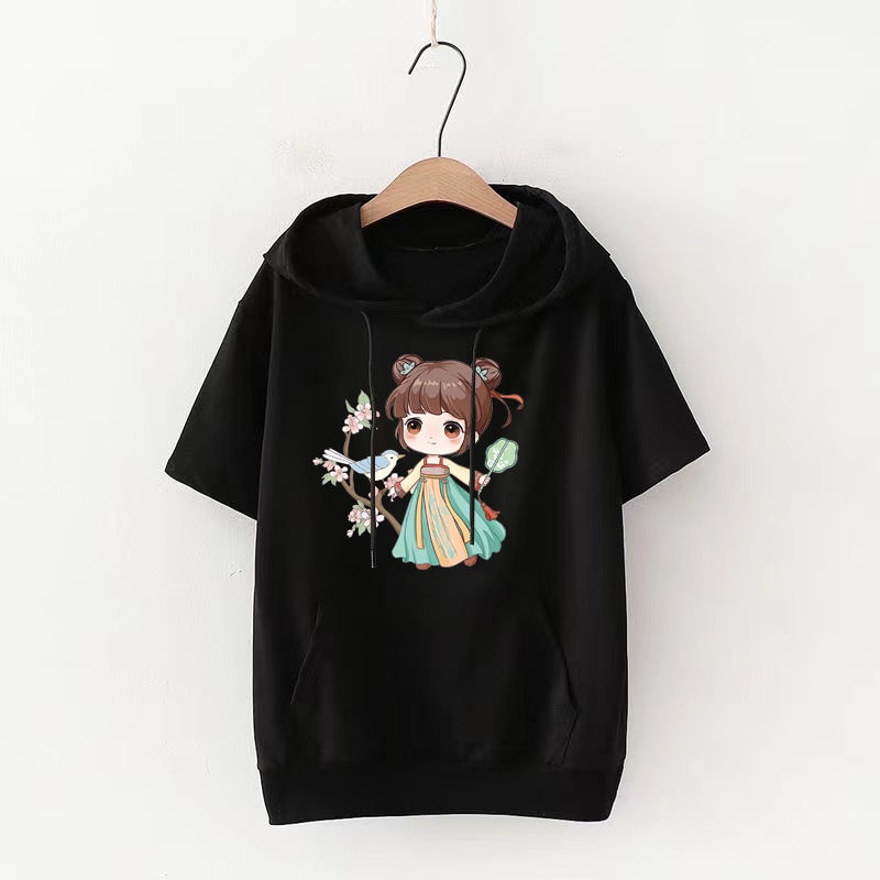 Mùa hè 2023 Phong cách Hàn Quốc Áo hoodie thời trang ngắn tay