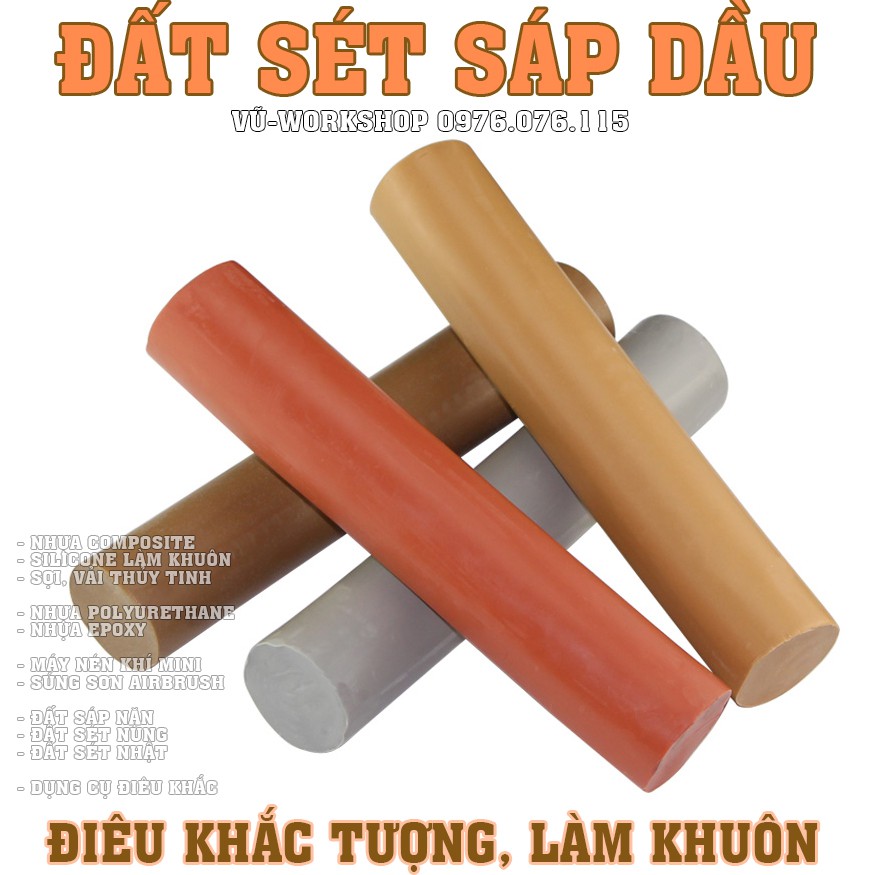 Đất Sét Sáp Dầu Cứng - Điêu Khắc Tượng, Làm Khuôn, Nấu Chảy Đúc Tượng, Mô Hình Nhân Vật, Stopmotion 900g