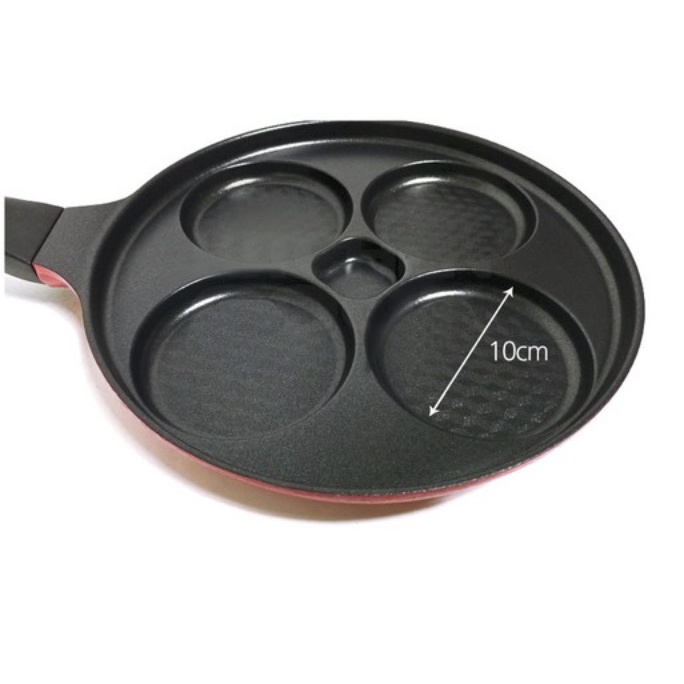 Chảo chiên bánh / trứng chống dính đa năng 4 ngăn cao cấp kèm nắp tròn cường lực Kitchen Art Hàn Quốc