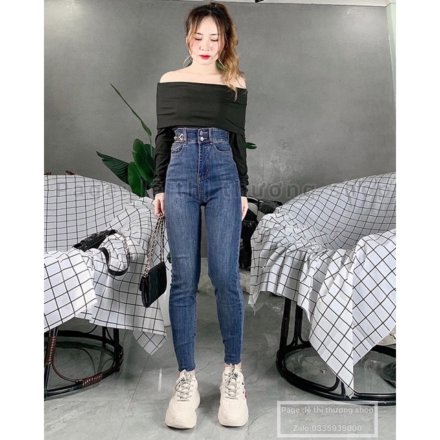 quần jeans ôm đen trơn, xanh siêu cao co giãn tốt, hình thật 100%