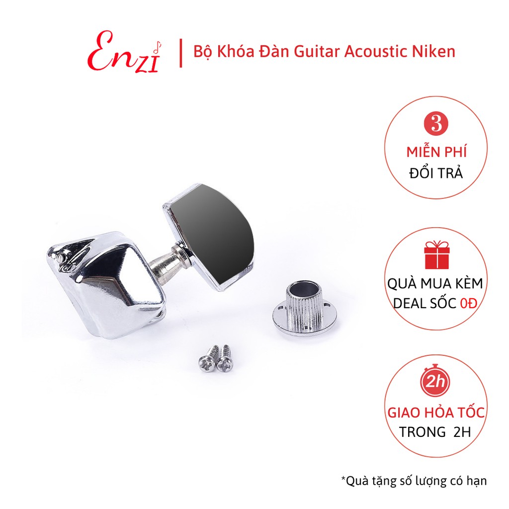 Khóa đàn guitar acoustic khóa hộp làm bằng thép không gỉ mạ niken, khóa đúc đặc đủ bộ Enzi