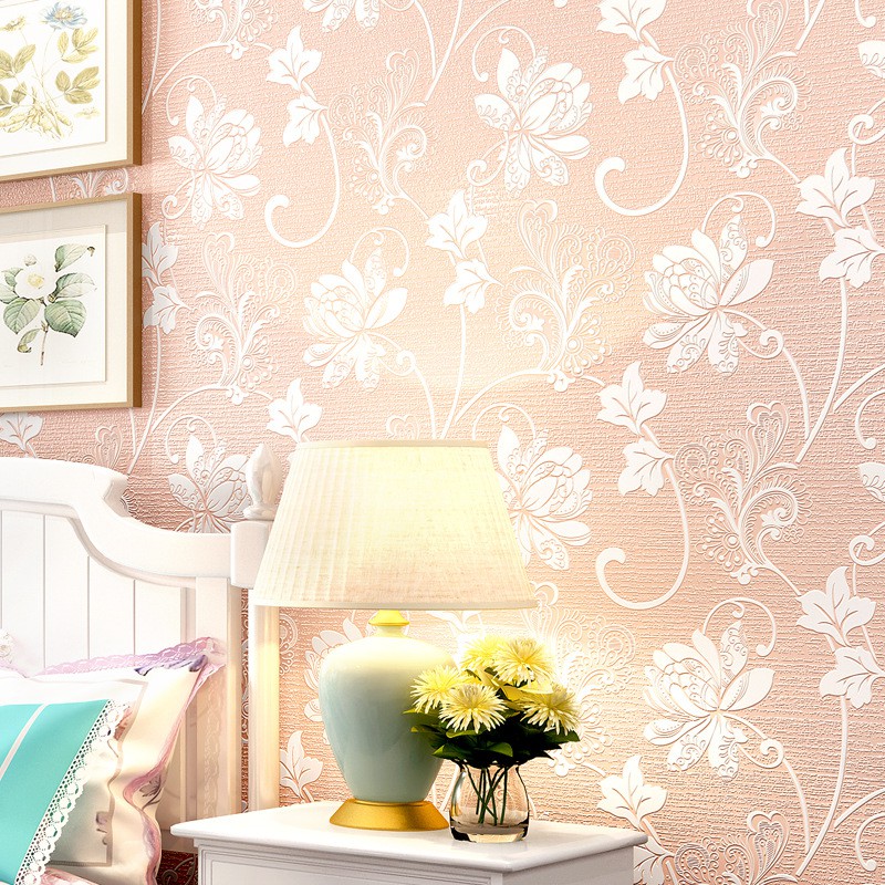 53cm * 9.5m 3D wallpaper Non-self-adhesive non-woven   giấy dán tường có kích thước Không có chất kết dính Giấy dự án không dệt đặc biệt phát hành phòng ngủ ấm áp lãng mạn phòng tân hôn nhà Hình nền phòng khách không dệt