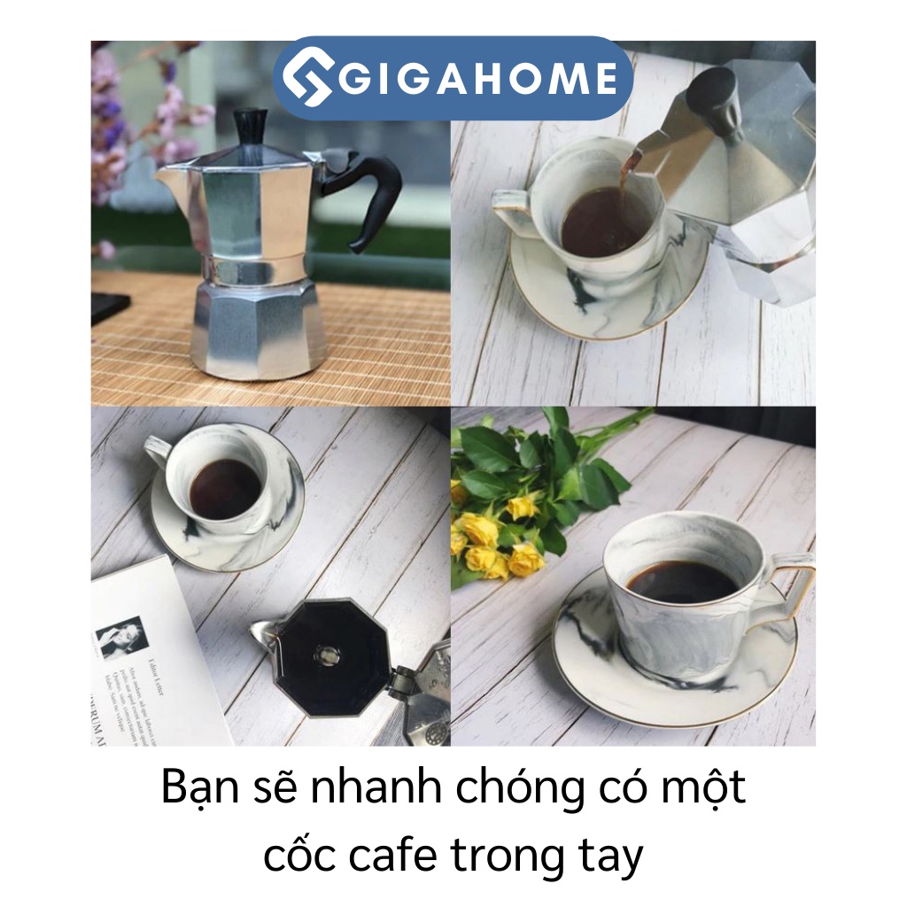 Ấm Pha Cà Phê Expresso GIGAHOME  6Cup Kiểu Ý  Tại Nhà Dung Tích 300ml 9346